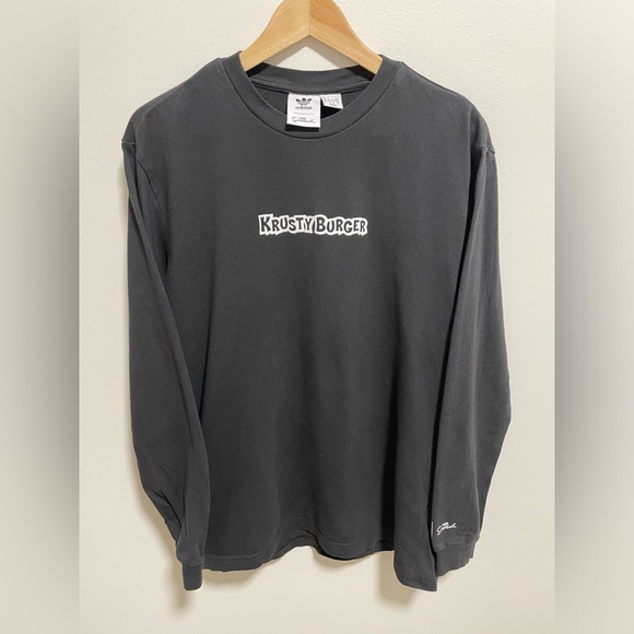 Adidas X The Simpsons Shirt Mens Small - Krusty Burger Long Sleeve Tee Black - Picture 2 of 7